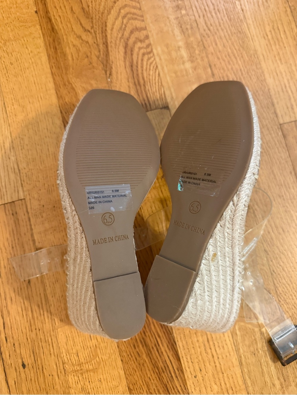 Steve Madden Clear Strap Espadrille Wedges in Nude/Tan - Picture 2 of 3